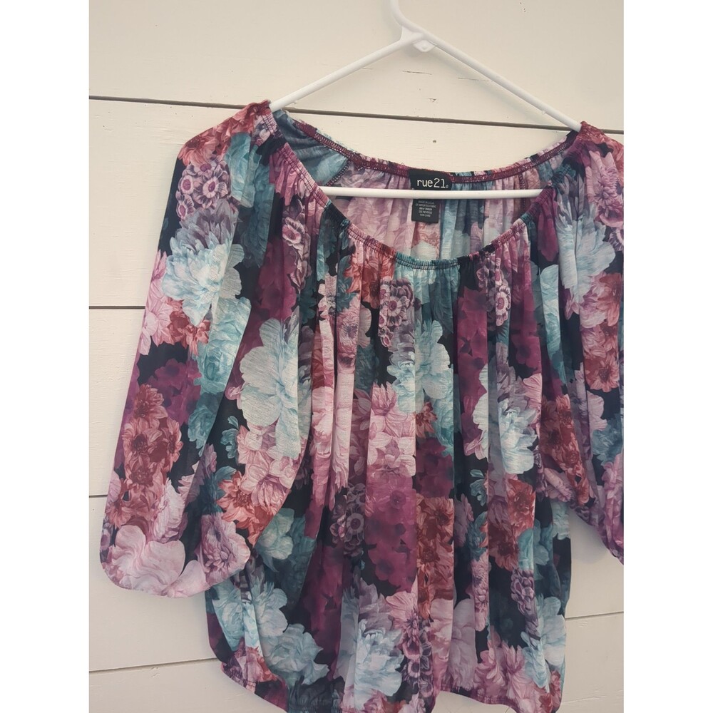 Rue 21 floral elastic waist top women's large boho whimsy romantic summer